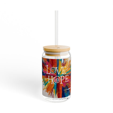 Faith Hope Love Sipper Glass, 16oz