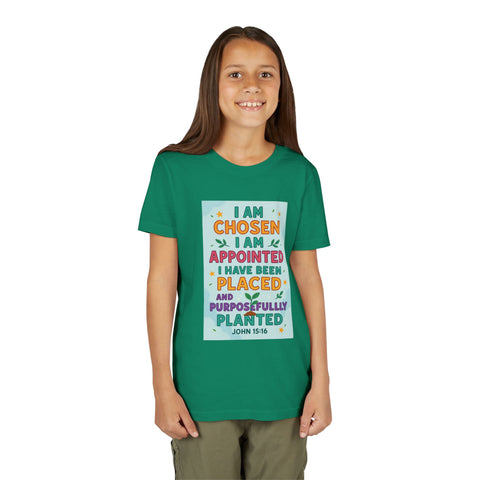 Youth Short Sleeve Tee - Chosen & Appointed Design, Cute Faith Shirt, Gift for Kids, Religious Apparel, Inspirational Clothing
