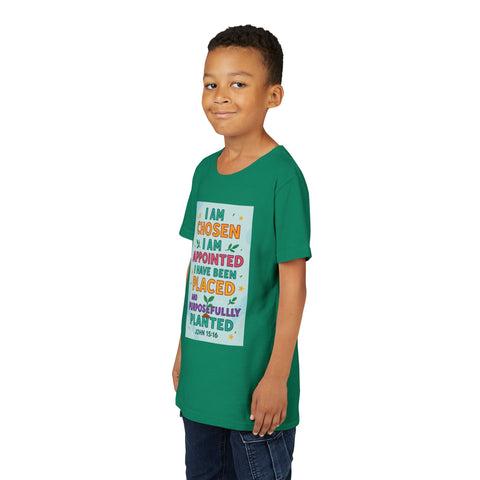 Youth Short Sleeve Tee - Chosen & Appointed Design, Cute Faith Shirt, Gift for Kids, Religious Apparel, Inspirational Clothing