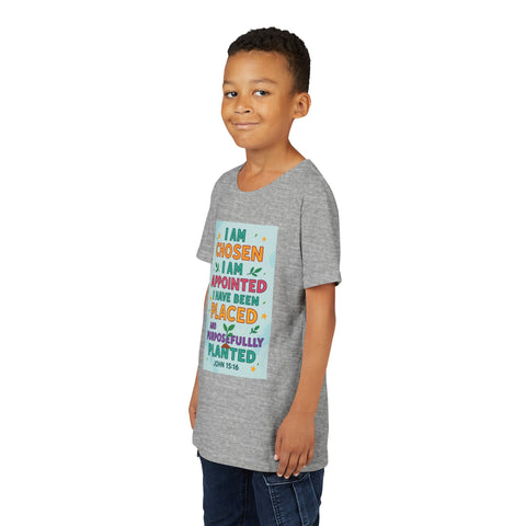 Youth Short Sleeve Tee - Chosen & Appointed Design, Cute Faith Shirt, Gift for Kids, Religious Apparel, Inspirational Clothing