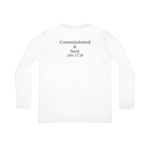 Women's Long Sleeve V-Neck Shirt | Commissioned & Sent | Casual Faith-Based Apparel